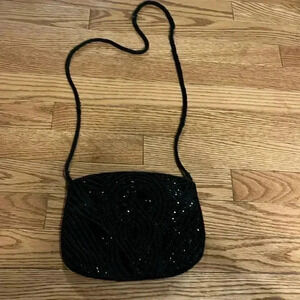 Vintage GoldCo Black Beaded Evening Shoulder  Purse